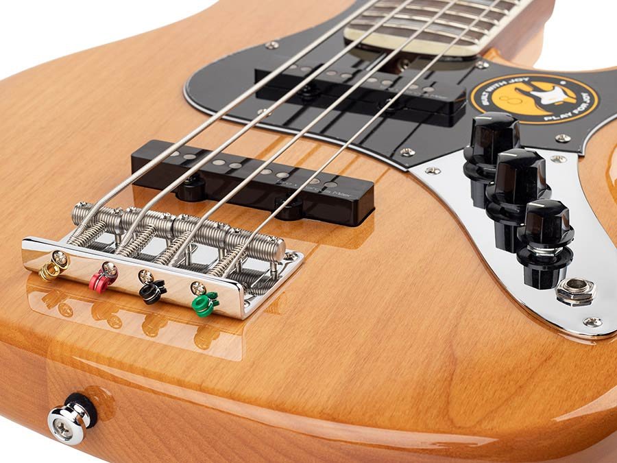 alder 24 fret 4-string passive bass guitar natural - Afbeelding 7