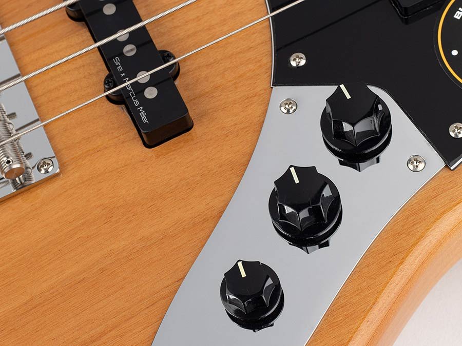 alder 24 fret 4-string passive bass guitar natural - Afbeelding 8