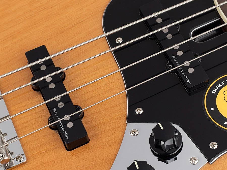 alder 24 fret 4-string passive bass guitar natural - Afbeelding 9