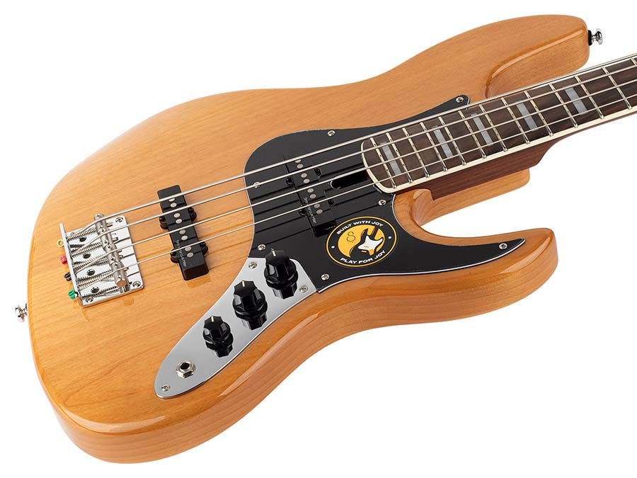 alder 24 fret 4-string passive bass guitar natural - Afbeelding 10