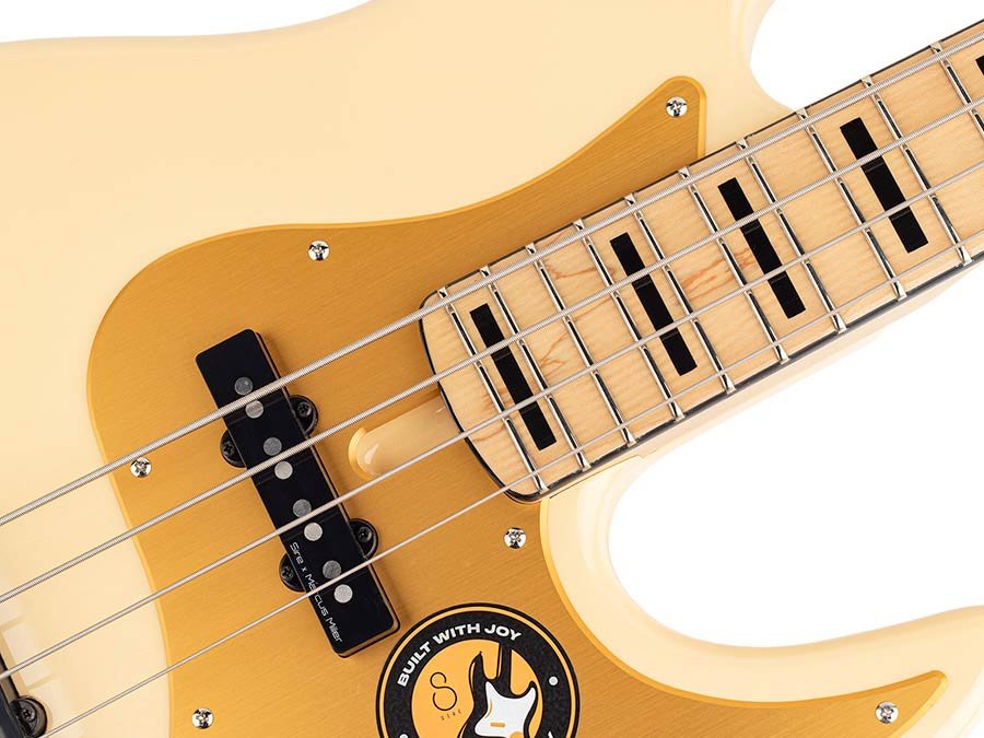 alder 24 fret 4-string passive bass guitar vintage white - Afbeelding 8