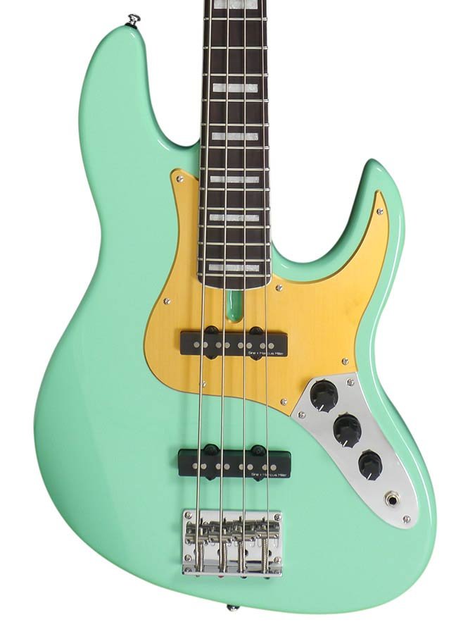 alder 24 fret 4-string passive bass guitar mild green - Afbeelding 3
