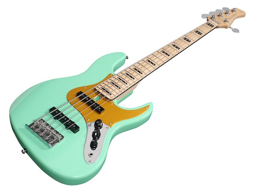 alder 24 fret 5-string passive bass guitar tobacco mild green - Afbeelding 2