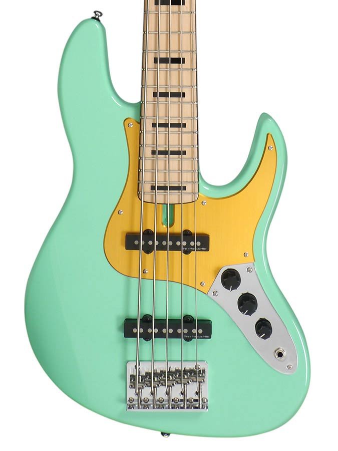 alder 24 fret 5-string passive bass guitar tobacco mild green - Afbeelding 3
