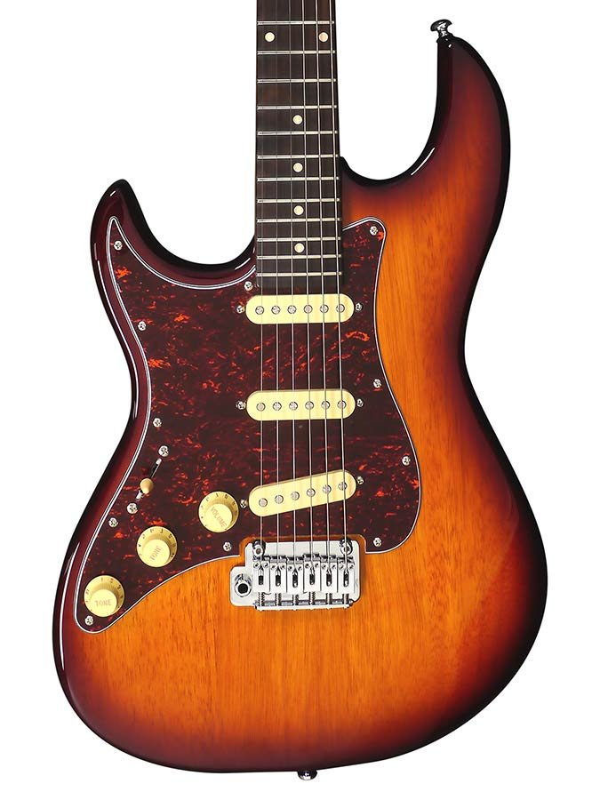 lefty electric guitar S-style tobacco sunburst - Afbeelding 3