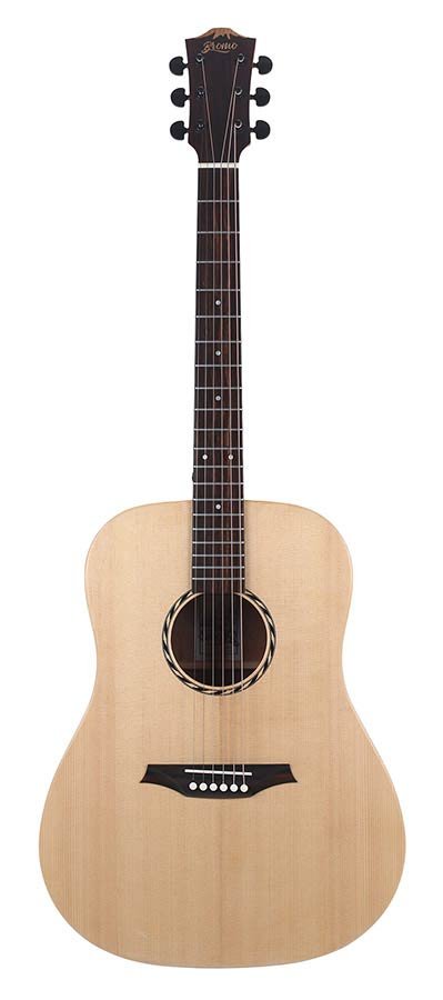 lefthanded dreadnought guitar, solid spruce top, mahogany b&s, amara ebony fb, natural-plastic free - Afbeelding 2