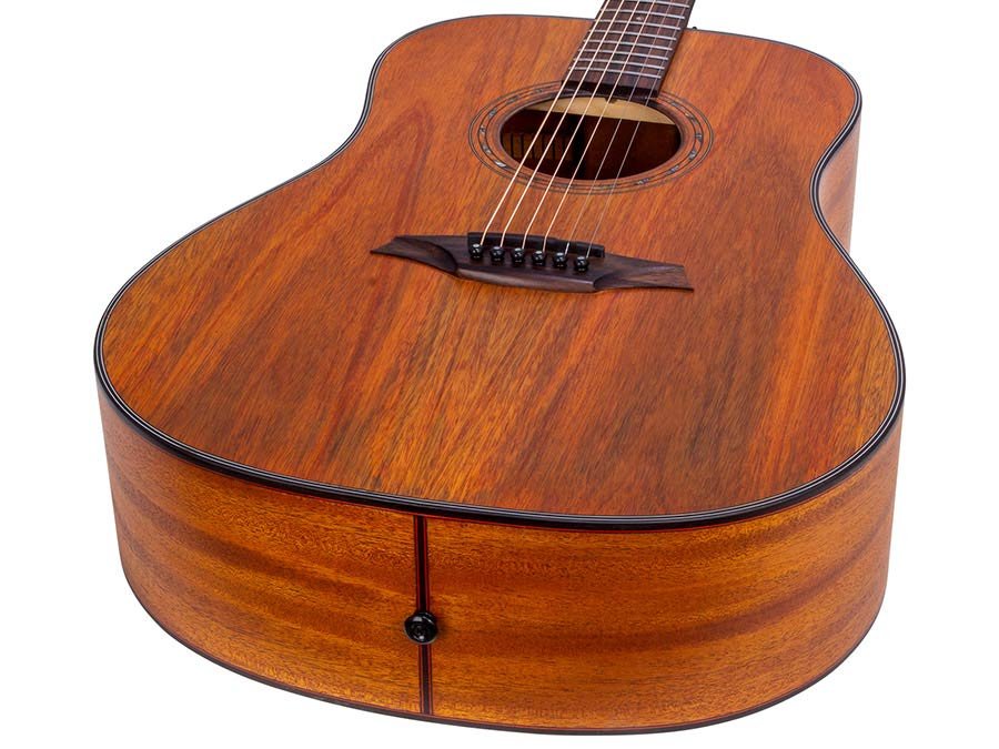 dreadnought guitar with solid mahogany top, mahogany back & sides, amara ebony fb, natural - Afbeelding 7