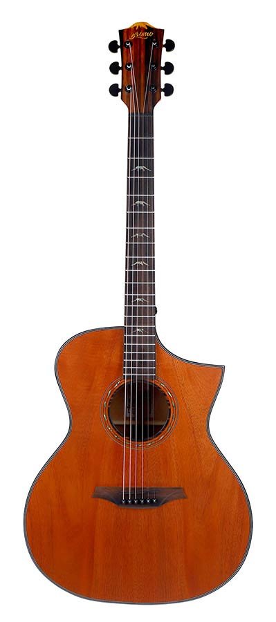 Hillside auditorium guitar with solid mahogany top, mahogany b&s, cutaway, amara ebony fb, natural - Afbeelding 2