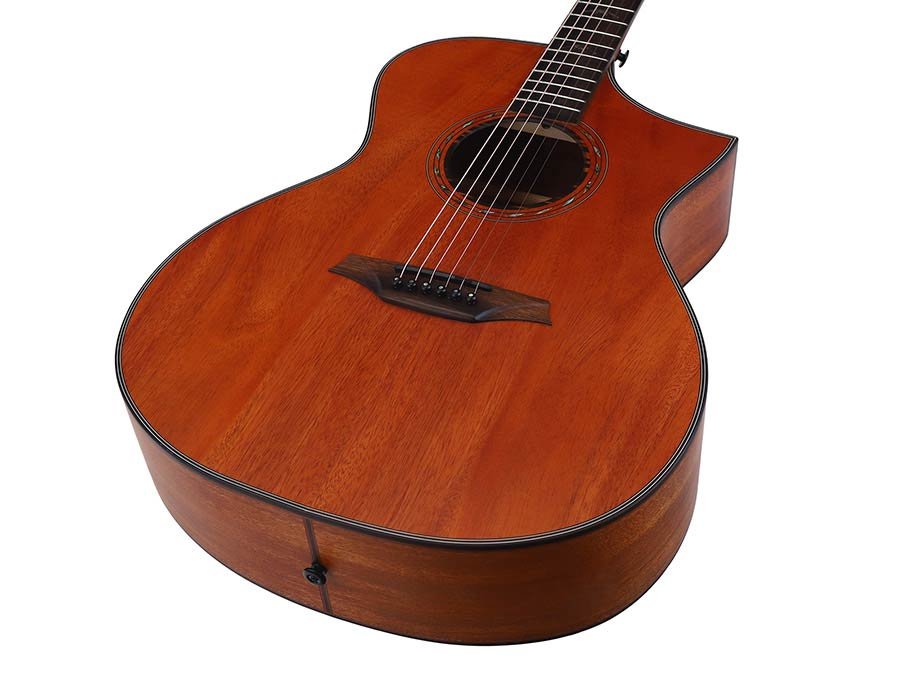 Hillside auditorium guitar with solid mahogany top, mahogany b&s, cutaway, amara ebony fb, natural - Afbeelding 5