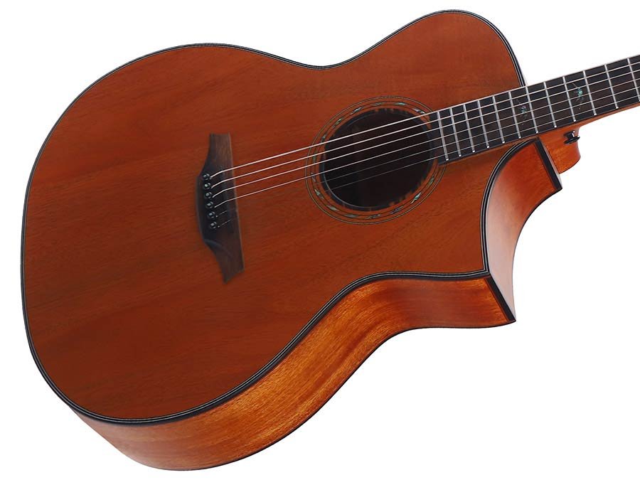 Hillside auditorium guitar with solid mahogany top, mahogany b&s, cutaway, amara ebony fb, natural - Afbeelding 7