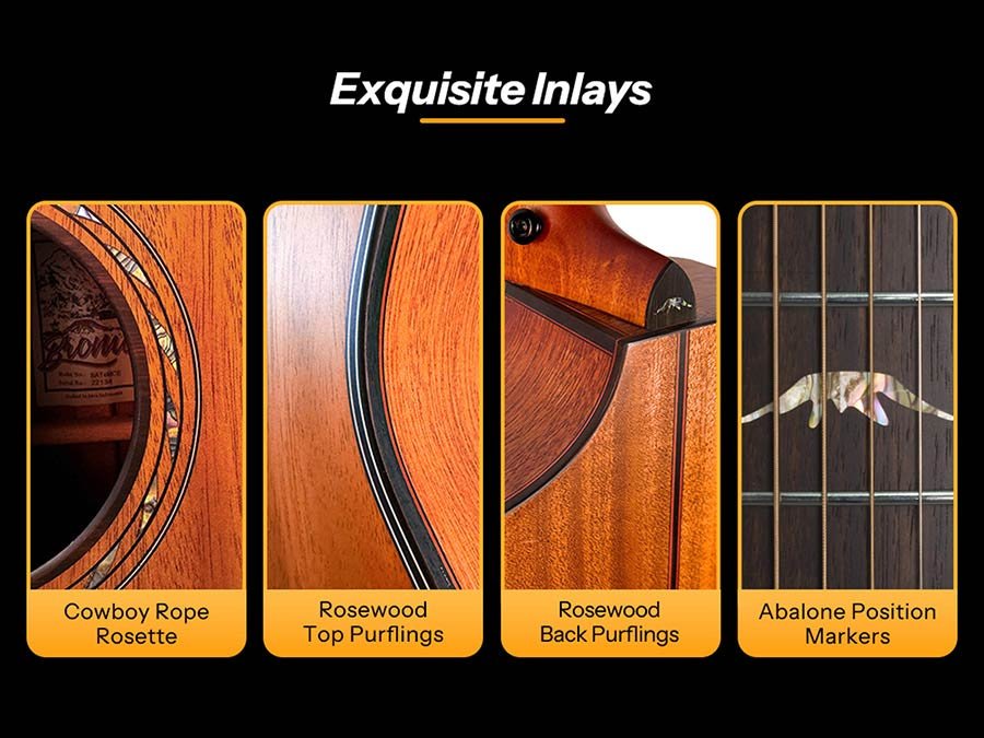 Hillside auditorium guitar with solid mahogany top, mahogany b&s, cutaway, amara ebony fb, natural - Afbeelding 10