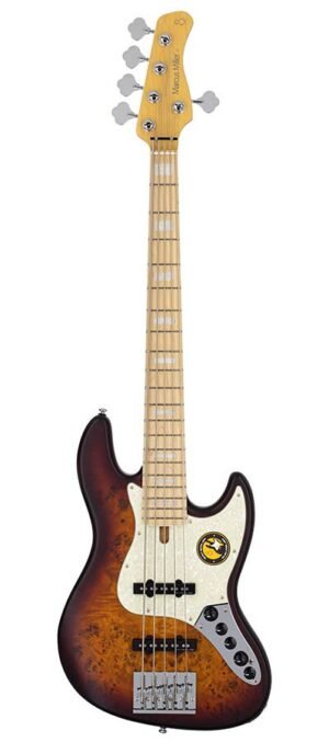 swamp ash reissue 5-string active bass guitar, tobacco sunburst satin