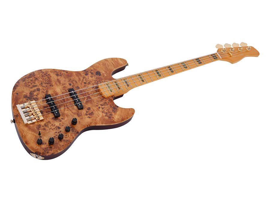 swamp ash + poplar burl 4-string active bass guitar, natural satin, incl. gigbag - Afbeelding 3