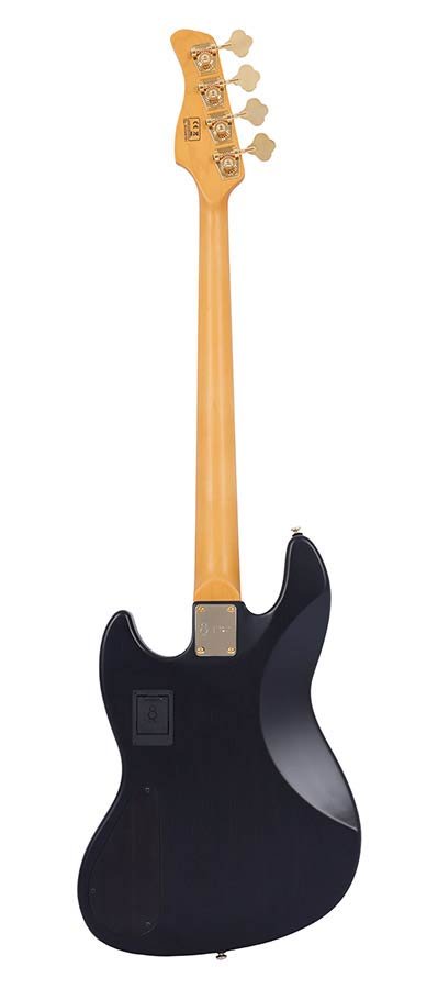 swamp ash + poplar burl 4-string active bass guitar, transparent black satin, incl. gigbag - Afbeelding 2