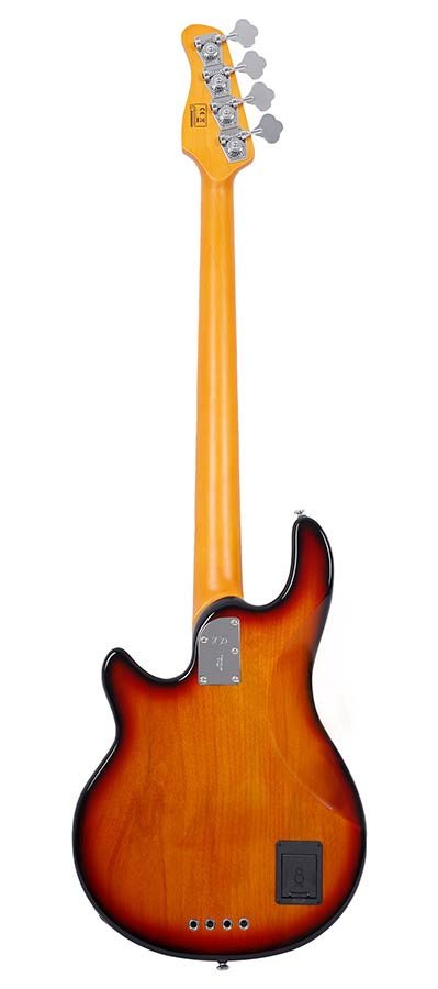 mahogany 4-string active bass guitar, 3 tone sunburst - Afbeelding 2