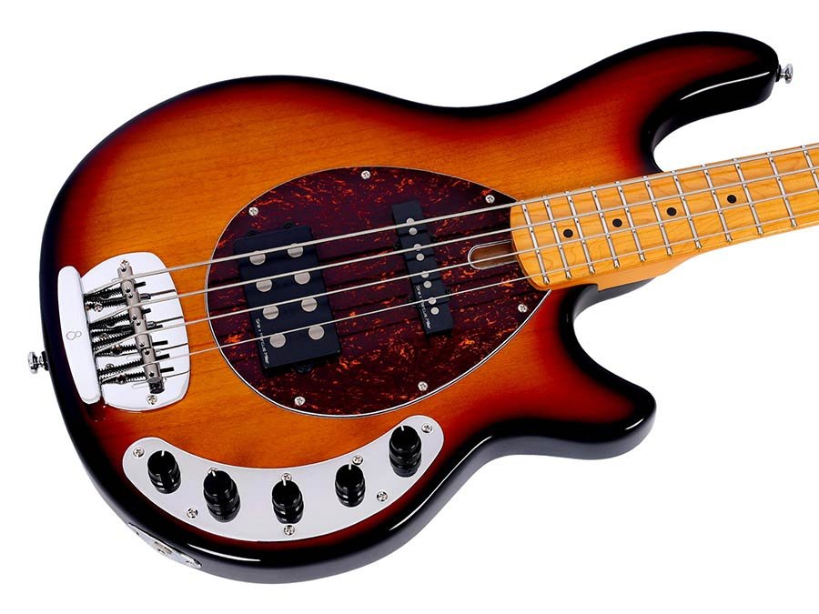 mahogany 4-string active bass guitar, 3 tone sunburst - Afbeelding 5