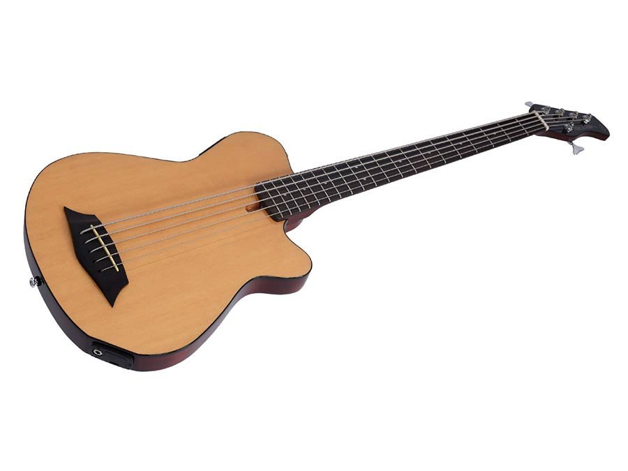 mahogany + spruce 5-string active bass guitar, natural - Afbeelding 3