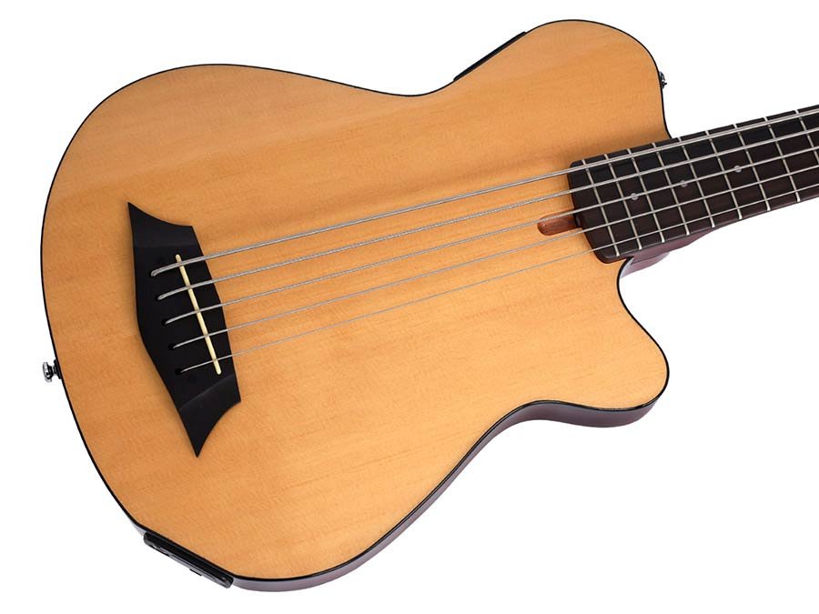 mahogany + spruce 5-string active bass guitar, natural - Afbeelding 5