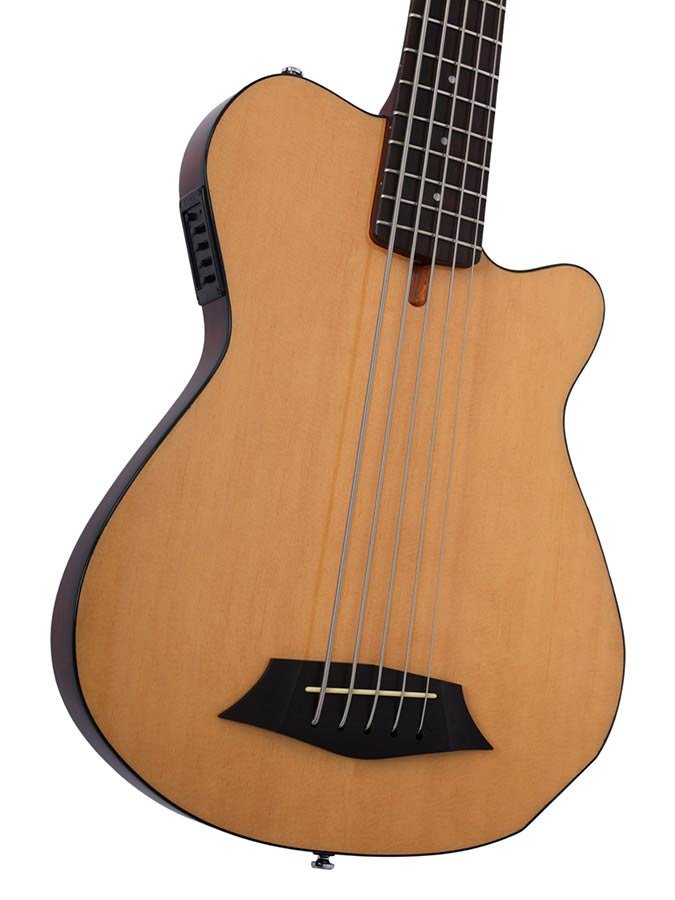 mahogany + spruce 5-string active bass guitar, natural - Afbeelding 6