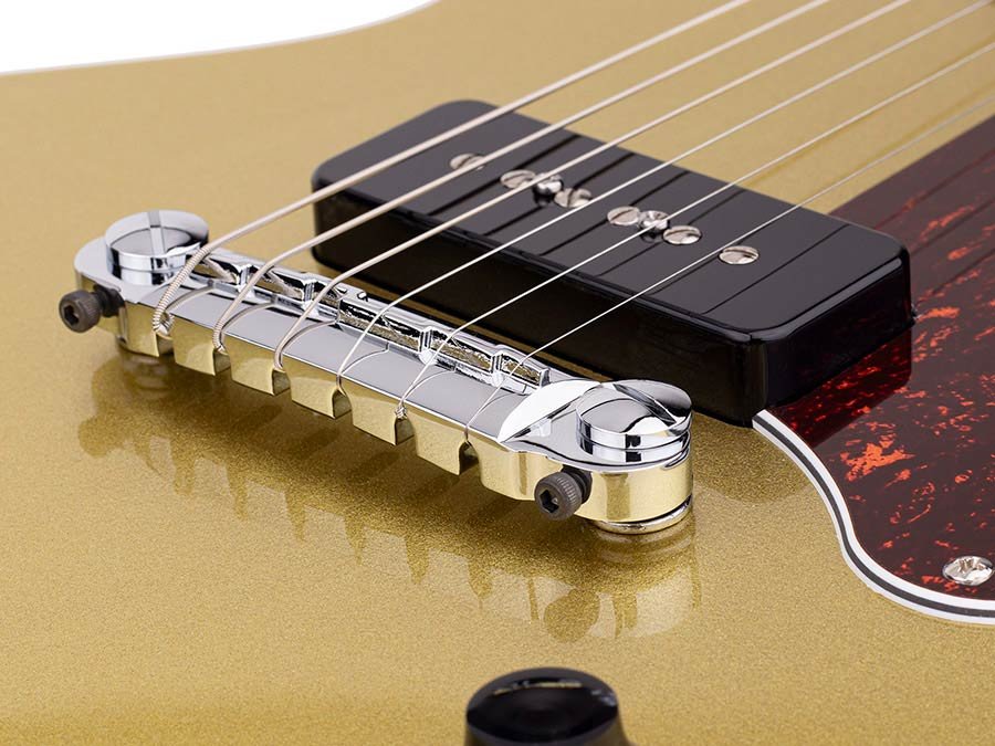 mahogany electric guitar L-style, gold top - Afbeelding 7