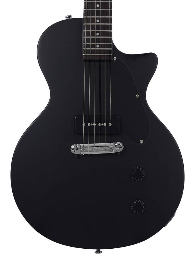 mahogany electric guitar L-style, black satin - Afbeelding 4