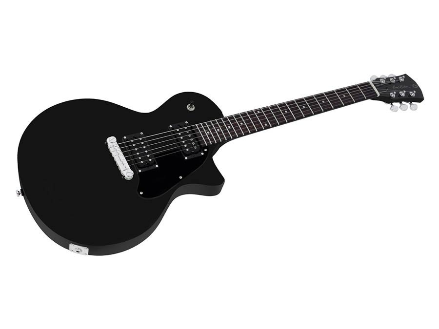 mahogany electric guitar L-style, black satin - Afbeelding 3