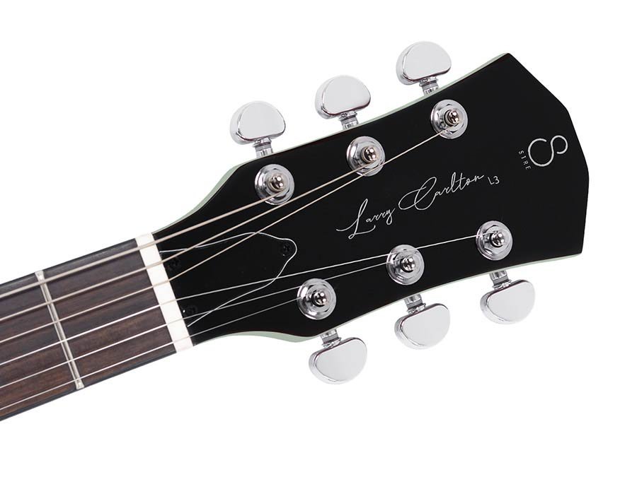 mahogany electric guitar L-style, black satin - Afbeelding 7