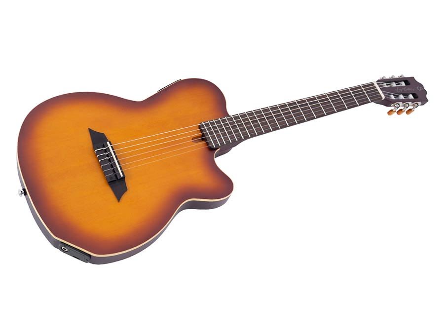 mahogany + cedar nylon string electric guitar, tobacco sunburst satin - Afbeelding 3