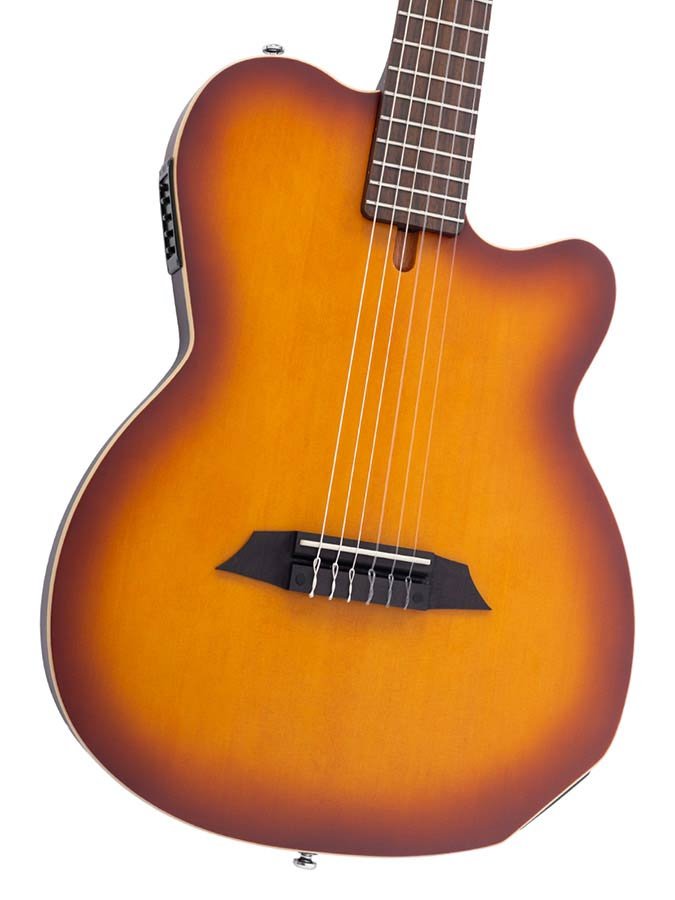 mahogany + cedar nylon string electric guitar, tobacco sunburst satin - Afbeelding 6