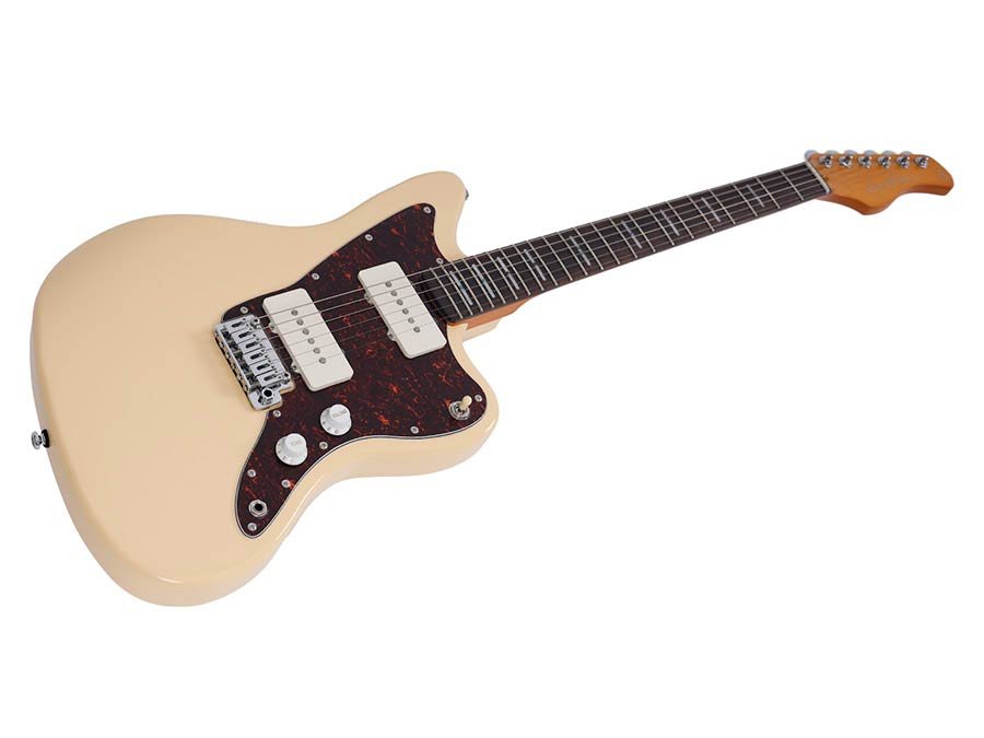 mahogany electric guitar J-style, vintage white - Afbeelding 3