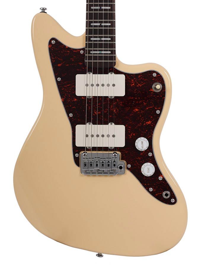 mahogany electric guitar J-style, vintage white - Afbeelding 4