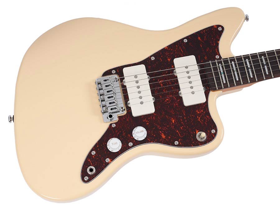mahogany electric guitar J-style, vintage white - Afbeelding 5