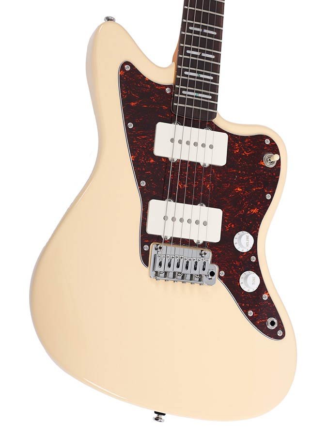 mahogany electric guitar J-style, vintage white - Afbeelding 6