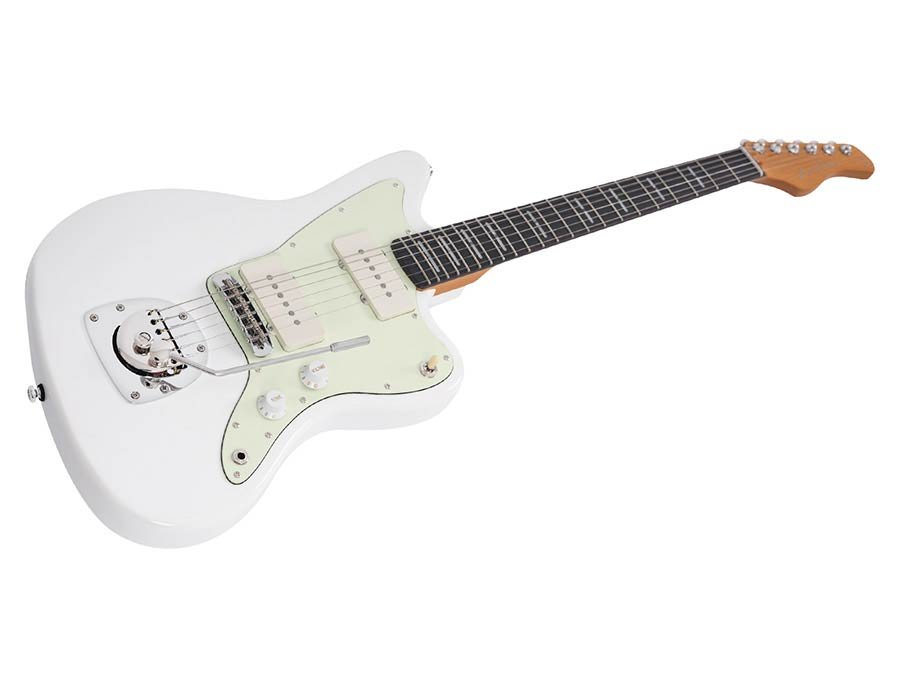 mahogany electric guitar J-style, white - Afbeelding 3