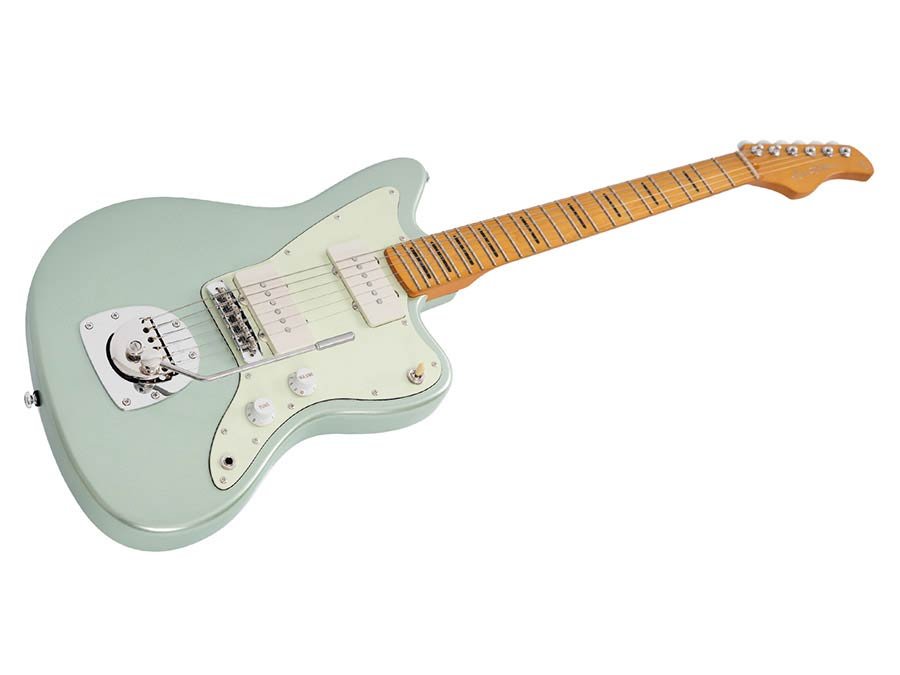 mahogany electric guitar J-style, surf green metallic - Afbeelding 3