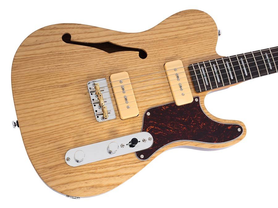 alder + ash chambered electric guitar T-style, natural - Afbeelding 5