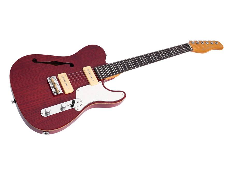 alder + ash chambered electric guitar T-style, see through red - Afbeelding 3