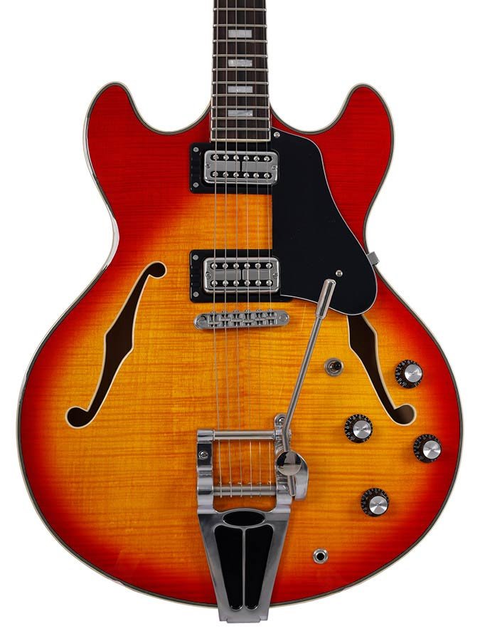 electric archtop guitar with tremolo, cherry sunburst - Afbeelding 4