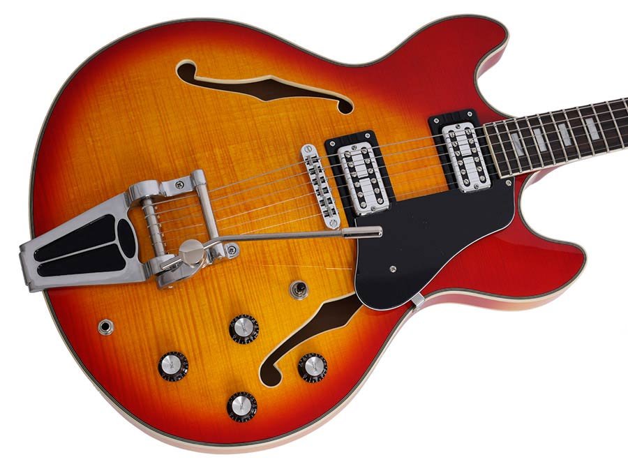electric archtop guitar with tremolo, cherry sunburst - Afbeelding 5