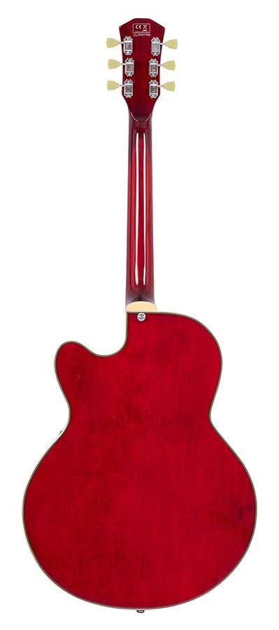 electric archtop guitar, see through red - Afbeelding 2