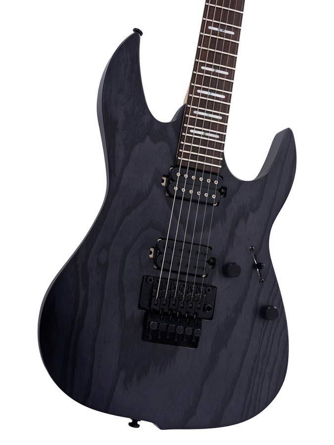 mahogany + ash electric guitar, transparent black satin - Afbeelding 6