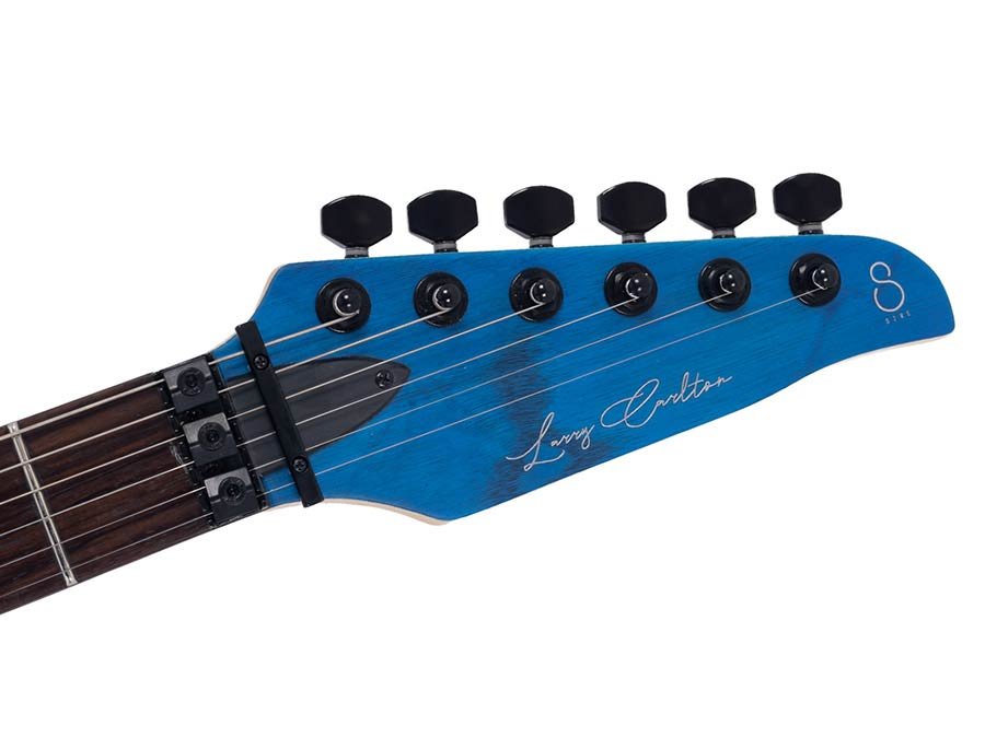 mahogany + ash electric guitar, transparent blue satin - Afbeelding 11