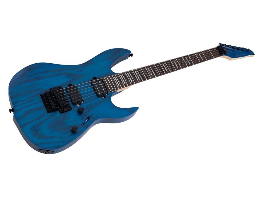 mahogany + ash electric guitar, transparent blue satin - Afbeelding 3
