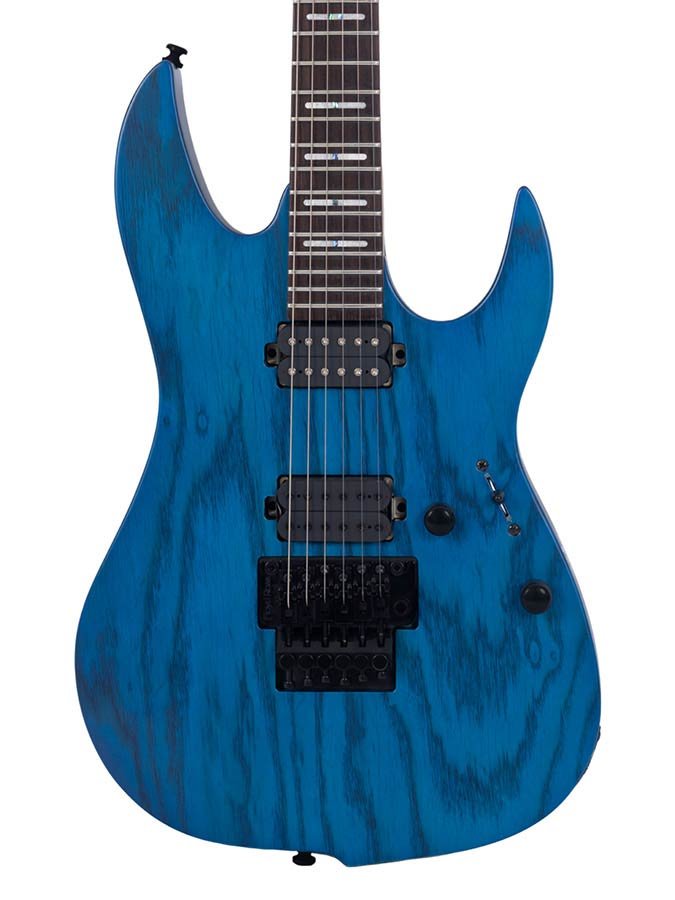 mahogany + ash electric guitar, transparent blue satin - Afbeelding 4