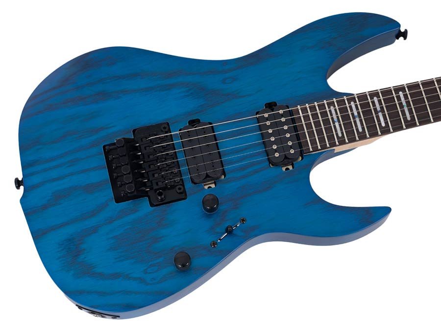 mahogany + ash electric guitar, transparent blue satin - Afbeelding 5