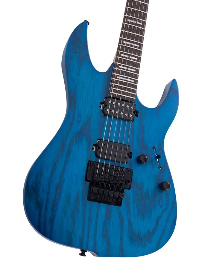 mahogany + ash electric guitar, transparent blue satin - Afbeelding 6