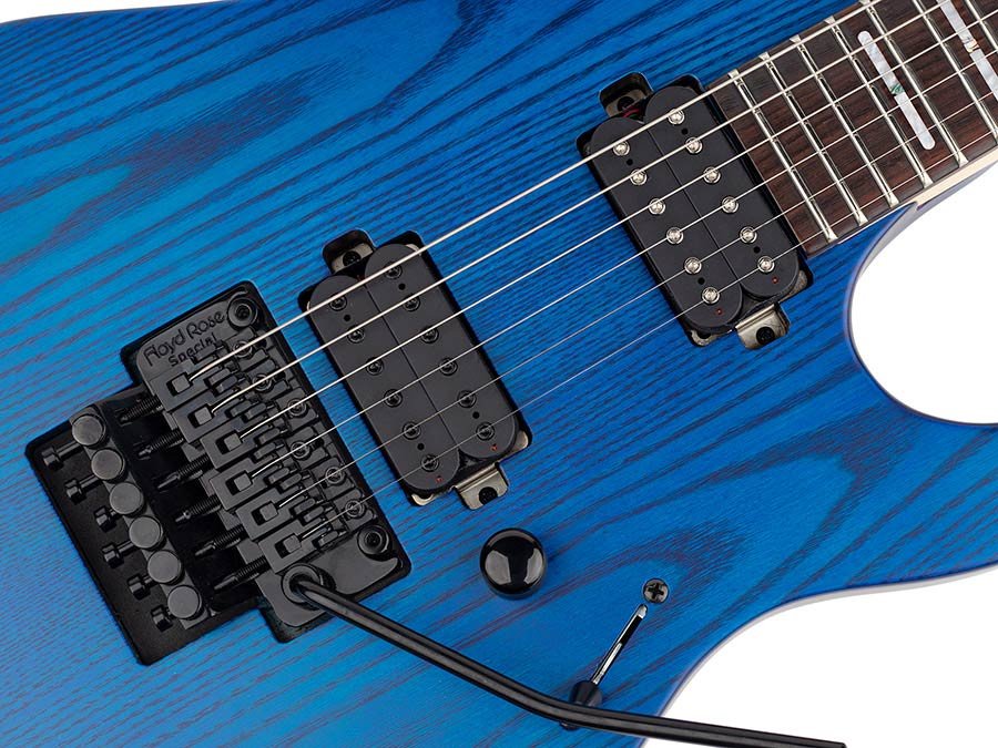 mahogany + ash electric guitar, transparent blue satin - Afbeelding 10