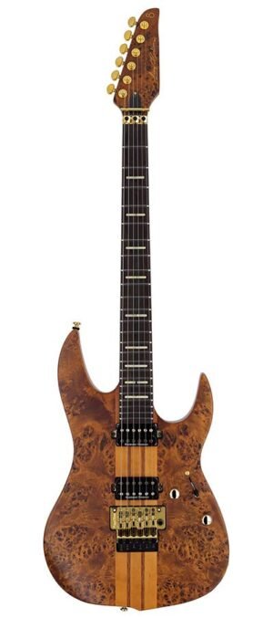 alder + poplar burl neck-through electric guitar, natural satin, incl. gigbag