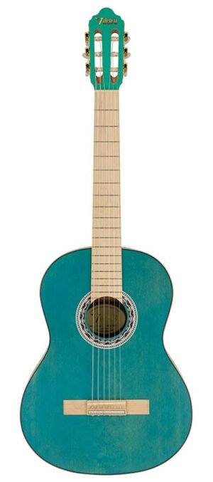 classic guitar with hybrid neck 4/4, sitka spruce & mahogany, aqua blue