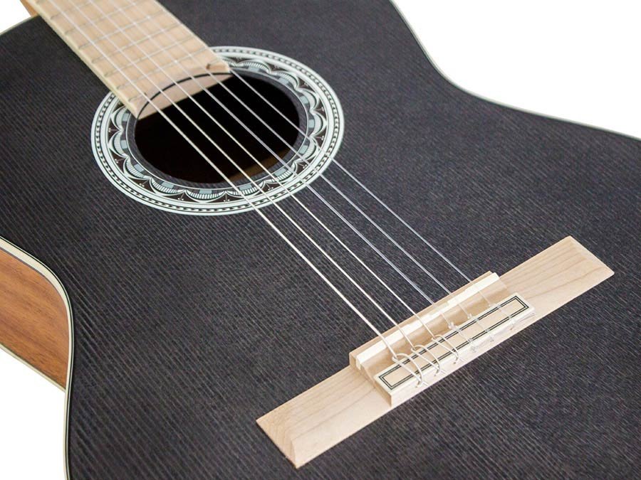 classic guitar with hybrid neck 4/4, sitka spruce & mahogany, black - Afbeelding 4